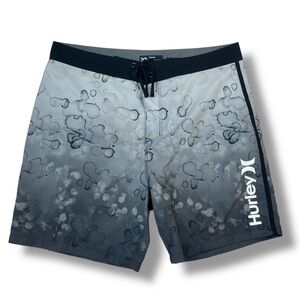 Hurley Mens 32 Waist Board Shorts Gray Drawstring Abstract Print